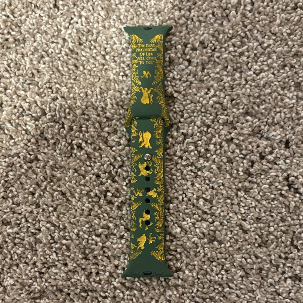 Green Silicone Watch Band with Yellow Nature Print